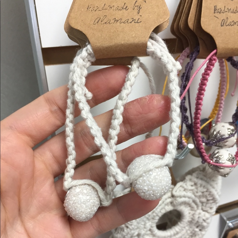 Set of two macrame beaded friendship bracelets